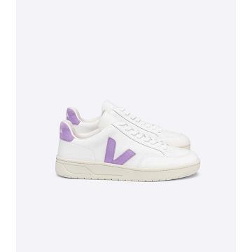 Veja V-12 LEATHER Tenisky Damske White/Purple | SK 677SGL
